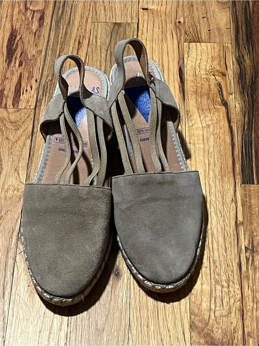 Verbenas Gray Suede Strappy Espadrille Wedges - Size EU 40 (approx size US 9)